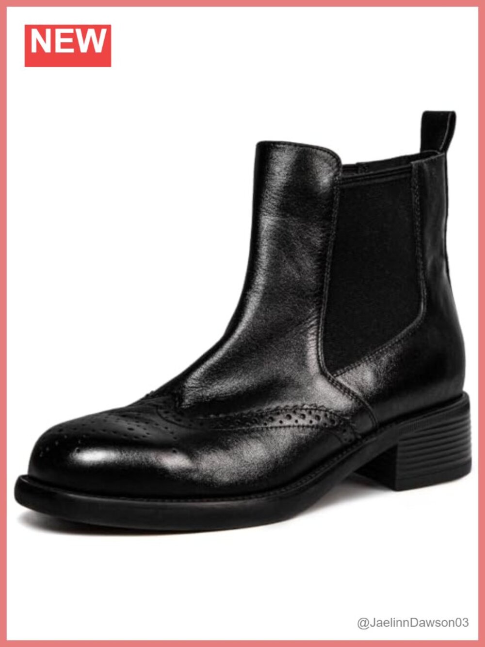Genuine Leather Ankle Boots Chelsea Slip-On Chunky Low Heel Women